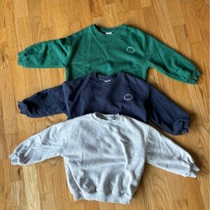 Zara Kids Sweatshirt Trio - Gray, Navy, Green